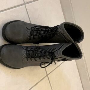 These boots are grey with a soft interior